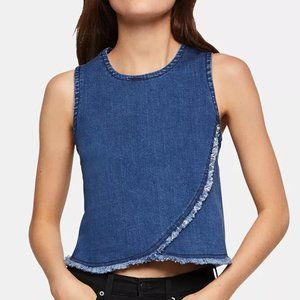 BCBG Generation Frayed-Edge Denim Top